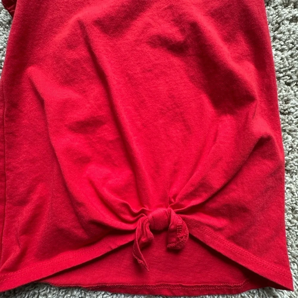 Carter's Red Short Sleeve Tee with Ruffle Detail and knot tie front size 4T